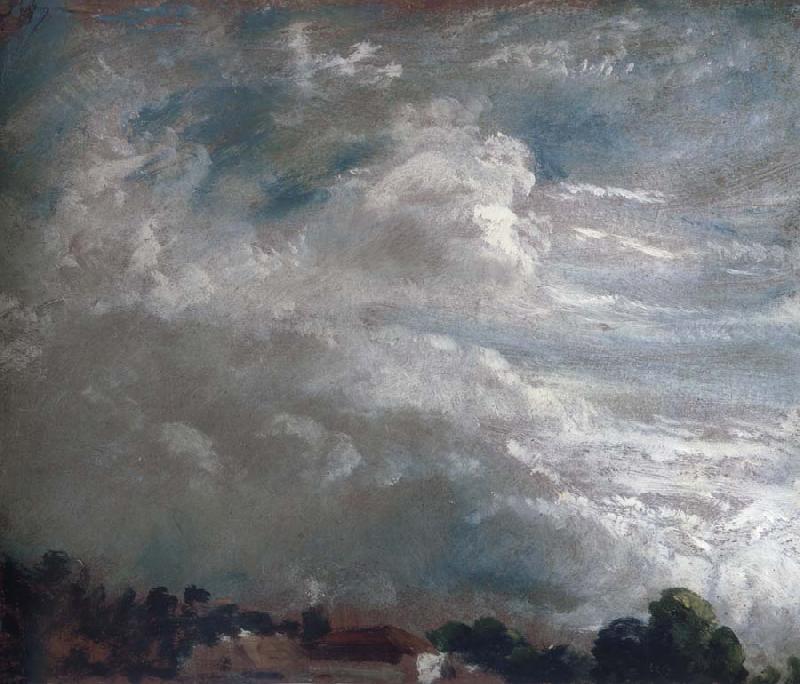 John Constable Cloud study,horizon of trees 27 September 1821 Germany oil painting art